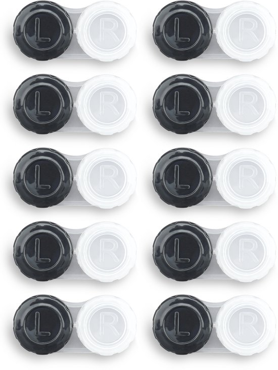 Lenzen Set met 10 Lenzendoosjes - Geschikt Voor Zachte Lenzen - Zwart/Wit