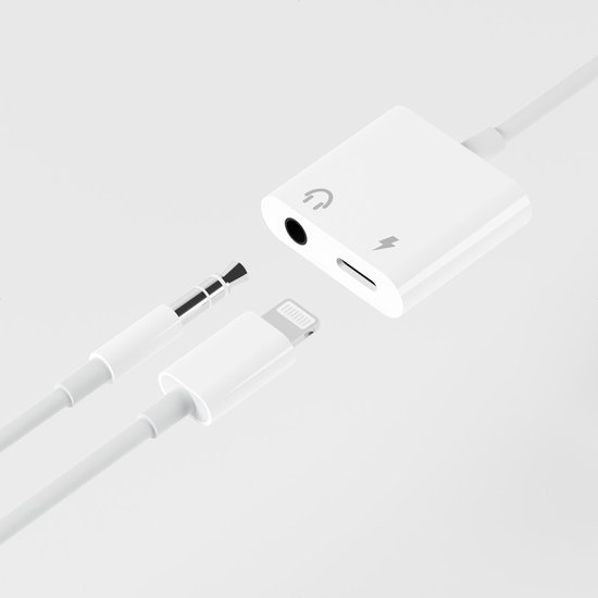 8-pins aansluiting naar jack 3.5 mm adapter - Splitter audio en opladen - 8-pins adapter - Geschikt voor Apple Lightning - Geschikt voor iOS10 of hoger