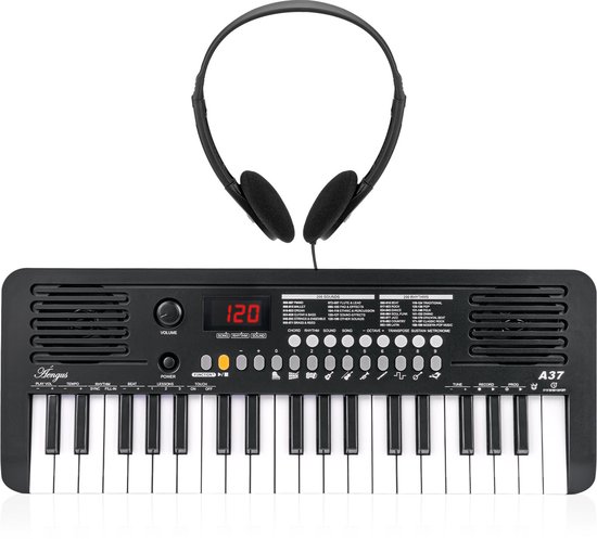 Aengus Keyboard Piano Keyboard Kind met 37 toetsen - Aanslaggevoelige Toetsen - USB-C MIDI - inclusief Stereo Koptelefoon