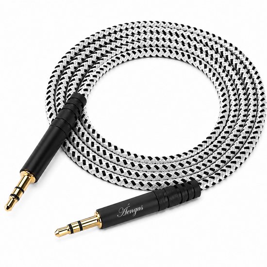 Áengus AUX Kabel 3,5 mm jack naar 3,5 mm jack – Audio Kabel – Gevlochten – 5 Meter