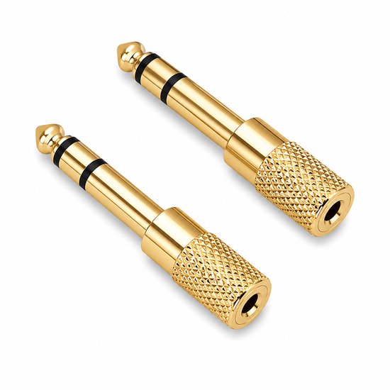 Áengus 6,35 mm naar 3,5 mm Jack Adapter – Hoofdtelefoon Verloopstekker – 2 Stuks
