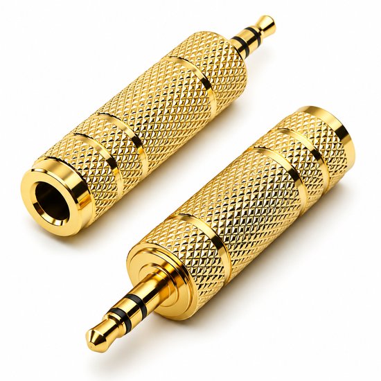 Áengus 3,5 mm naar 6,35 mm Jack Adapter – Stereo Audio Verloopstekker – Male naar Female – 2 Stuks